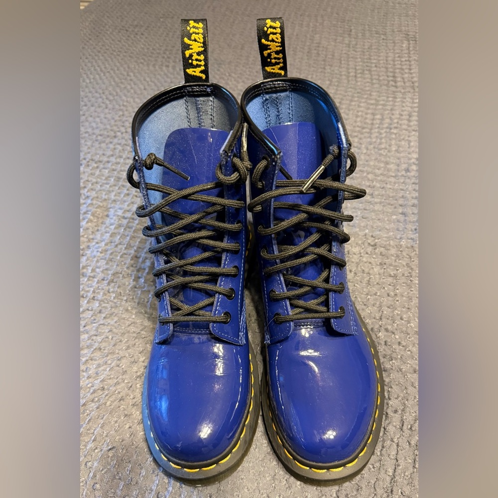 Dr. Martens Blue Patent Leather 1460 Boots